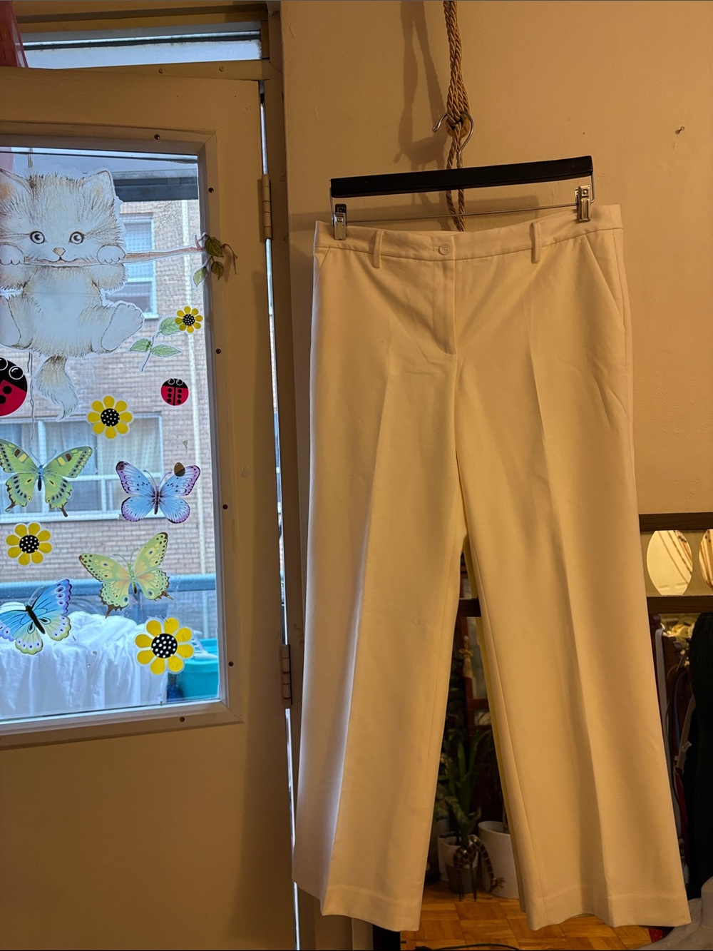 Talbots Cream Wide-Leg Pants with Belt Loops. 95. Wool